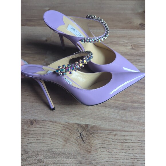 Jimmy Choo Bing 100 Lilac Patent Leather Slip On Mule Heels Womens EU 40.5 - Picture 4 of 16